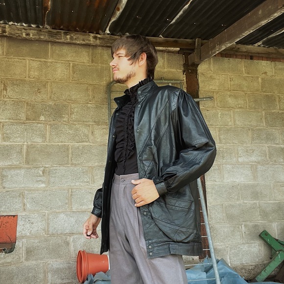 Vintage 80's Black Leather Jacket - Picture 3 of 8